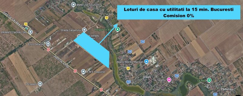Frumusani, loturi casa 529 mp, 1.205 mp, gaz, curent, 15 min. metrou